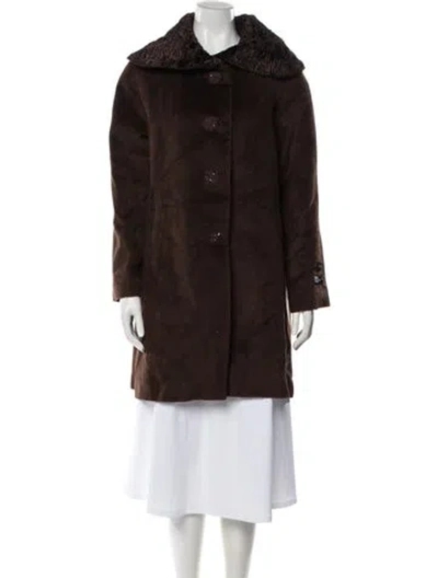 Pre-owned Dale Dressin Wool Faux Fur Coat In Brown