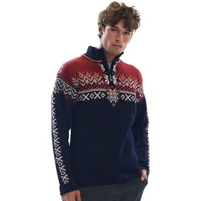 Pre-owned Dale Of Norway 140th Anniversary Sweater - Men's Navy/red Rose/off White, M