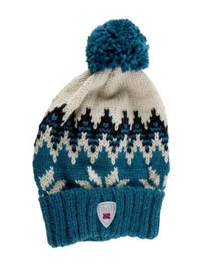 Pre-owned Dale Of Norway Knitted Beanie With Pom Pom Embellishments. In Blue