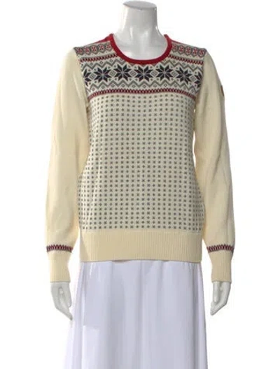 Pre-owned Dale Of Norway Merino Wool Colorblock Pattern Sweater W/ Tags In White