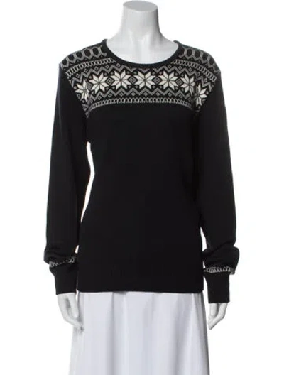 Pre-owned Dale Of Norway Merino Wool Graphic Print Sweater In Black