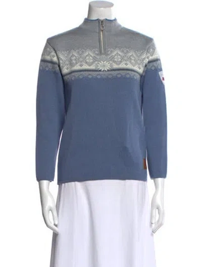 Pre-owned Dale Of Norway Merino Wool Graphic Print Sweater In Blue