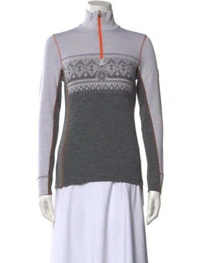 Pre-owned Dale Of Norway Merino Wool Graphic Print Sweatshirt In Gray