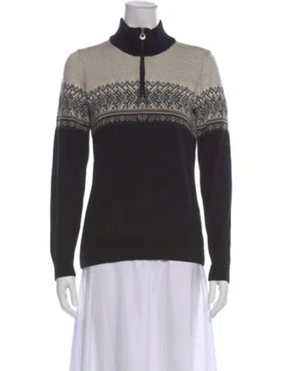 Pre-owned Dale Of Norway Merino Wool Patterned Sweater In Black