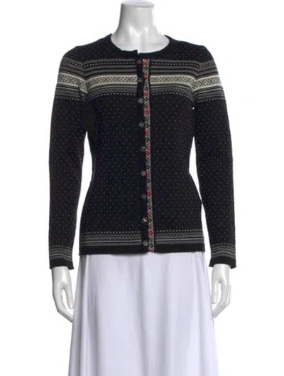 Pre-owned Dale Of Norway Merino Wool Patterned Sweater In Black