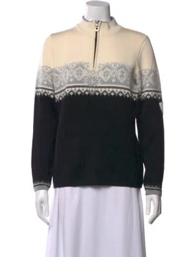 Pre-owned Dale Of Norway Merino Wool Patterned Sweater In Black