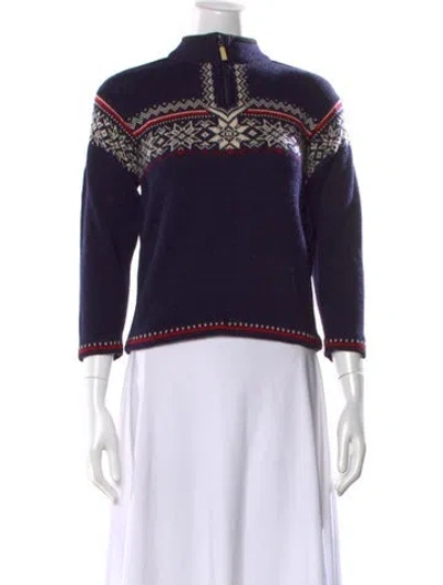 Pre-owned Dale Of Norway Merino Wool Patterned Sweater In Blue