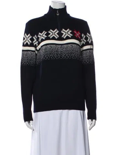 Pre-owned Dale Of Norway Merino Wool Printed Sweater In Black
