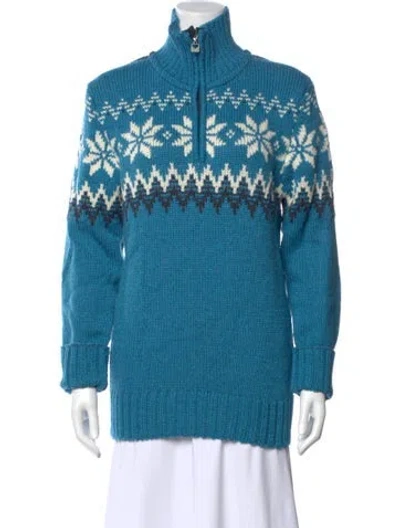 Pre-owned Dale Of Norway Merino Wool Printed Sweater In Blue