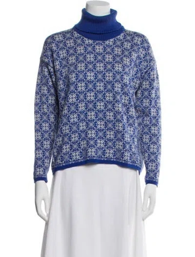 Pre-owned Dale Of Norway Merino Wool Printed Sweater In Blue