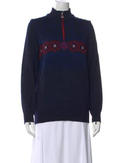 Pre-owned Dale Of Norway Merino Wool Printed Sweater In Blue