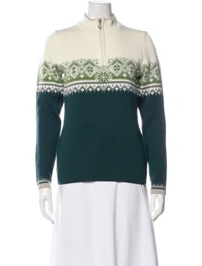 Pre-owned Dale Of Norway Merino Wool Printed Sweater W/ Tags In Green