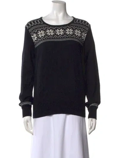 Pre-owned Dale Of Norway Merino Wool Scoop Neck Sweater In Black