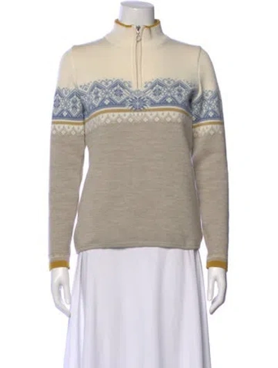 Pre-owned Dale Of Norway Merino Wool Striped Sweater In Neutral