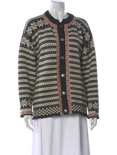 Pre-owned Dale Of Norway Patterned Open Front Sweater In Multi