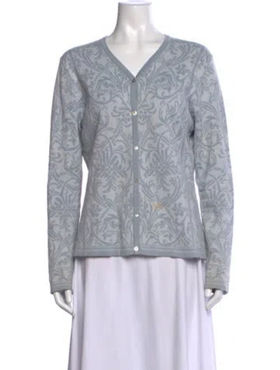 Pre-owned Dale Of Norway Patterned V-neck Sweater In Blue