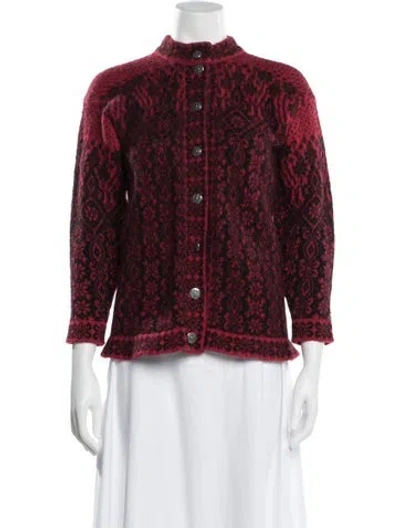 Pre-owned Dale Of Norway Printed Mock Neck Sweater In Red