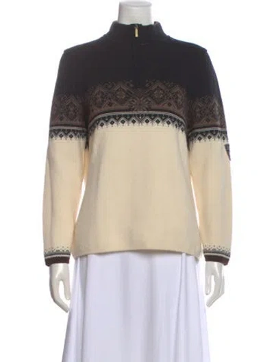 Pre-owned Dale Of Norway Virgin Wool Colorblock Pattern Sweater In Neutral