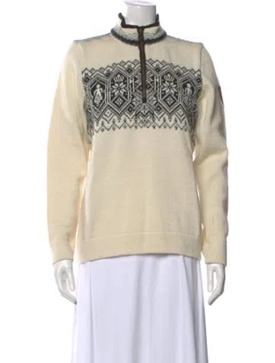 Pre-owned Dale Of Norway Virgin Wool Graphic Print Sweater In Neutral