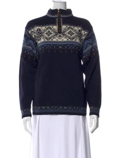 Pre-owned Dale Of Norway Virgin Wool Patterned Sweater In Black/blue