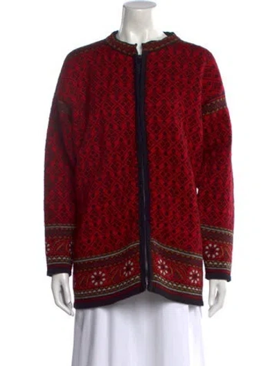 Pre-owned Dale Of Norway Virgin Wool Printed Sweater In Red
