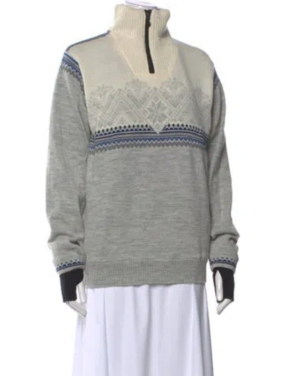 Pre-owned Dale Of Norway Virgin Wool Striped Sweater In Neutral