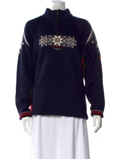 Pre-owned Dale Of Norway Wool Graphic Print Sweater In Blue