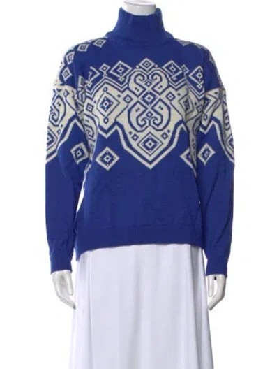 Pre-owned Dale Of Norway Wool Graphic Print Sweater In Blue