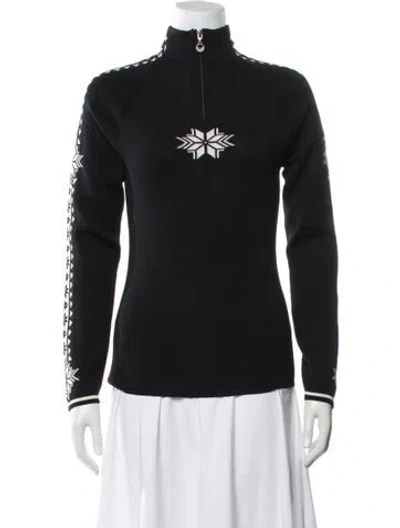 Pre-owned Dale Of Norway Wool Graphic Print Top In Black