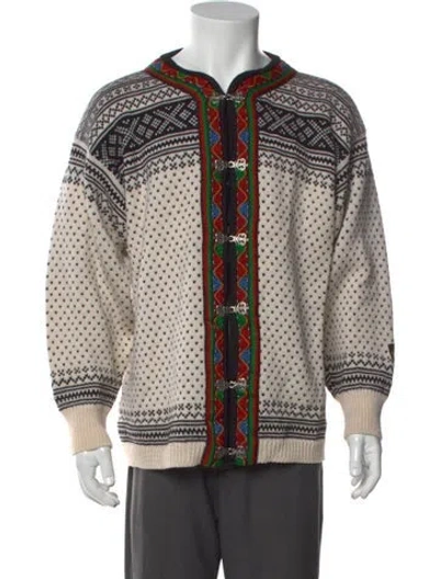Pre-owned Dale Of Norway Wool Printed Cardigan In Neutral