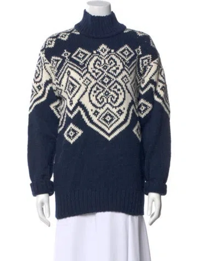 Pre-owned Dale Of Norway Wool Printed Sweater In Blue