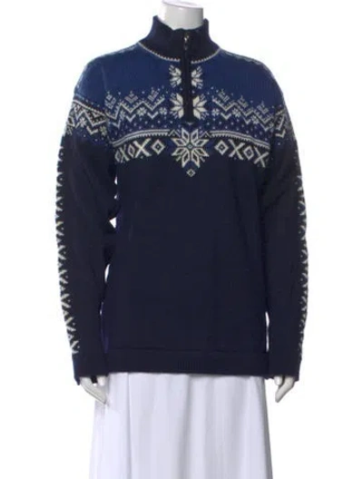 Pre-owned Dale Of Norway Wool Printed Sweater In Blue