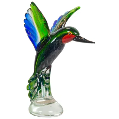 Dale Tiffany 10" Tall Hummingbird Handcrafted Art Glass Figurine In Multi