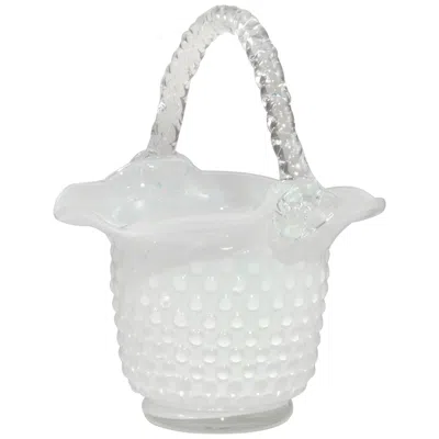 Dale Tiffany 10.5" Tall White Basket Handcrafted Basket Sculpture