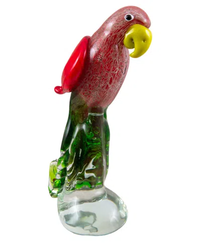 Dale Tiffany Zuma Art Glass Parrot Sculpture - 5.5" X 3.5" X 11" In Red
