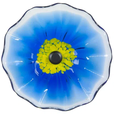 Dale Tiffany 12" Fiore Bloom Blue Hand Blown Art Glass Wall Decor
