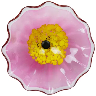 Dale Tiffany 12" Fiore Bloom Pink Hand Blown Art Glass Wall Decor