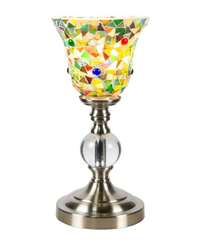 Dale Tiffany 12.5" Tall Lucida Mosaic Handcrafted Art Glass Shade With Jewels Accent Lamp In Multi-color