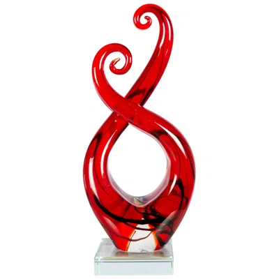 Dale Tiffany 12.75" Tall Crimson Infinity Handcrafted Art Glass Sculpture In Red
