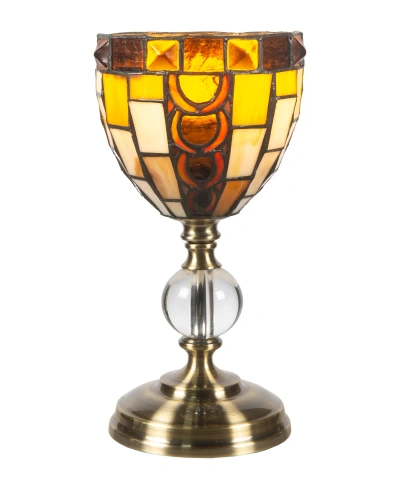 Dale Tiffany 13" Tall Vienne Tiffany Handmade Genuine Stained Glass Shade Accent Lamp In Multi-color