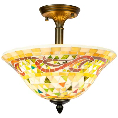 Dale Tiffany 13.25" Wide Bradshaw Mosaic Art Glass Flush Mount