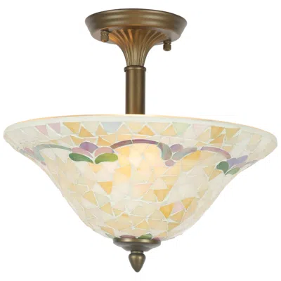 Dale Tiffany 13.25" Wide Johana Mosaic Art Glass Flush Mount