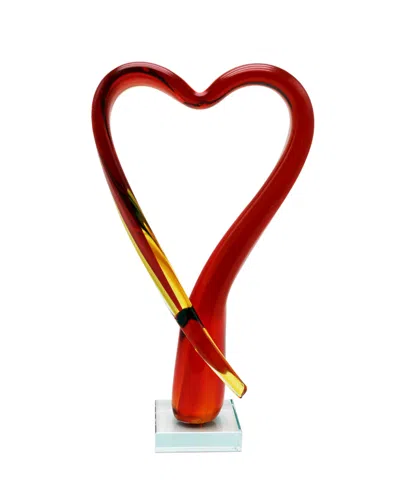 Dale Tiffany 13.75" Opus Heart Art Glass Sculpture In Red