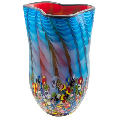 Dale Tiffany 14" Tall Tangelo Hand Blown Art Glass Vase In Multi