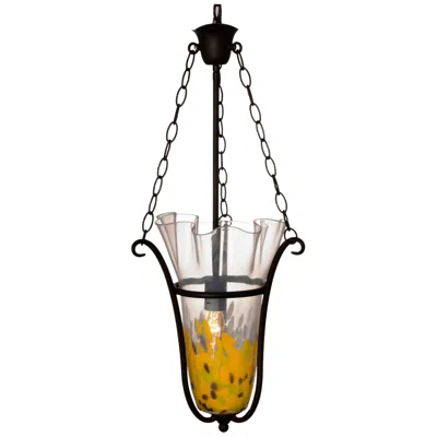 Dale Tiffany 14 " Wide Spiral Leaf Led Hand Blown Art Glass Pendant