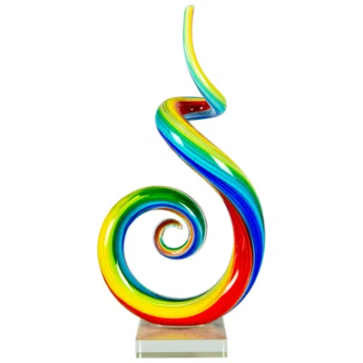 Dale Tiffany 14.25" Tall Rainbow Spiral Handcrafted Art Glass Sculpture In Multi