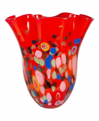 Dale Tiffany 14.5" Alton Trail Art Glass Vase In Red