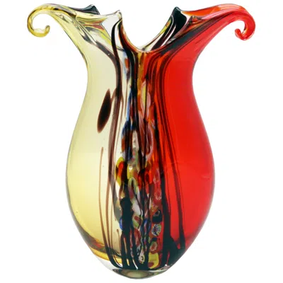 Dale Tiffany 14.5" Tall Cecile Hand Blown Art Glass Vase In Multi