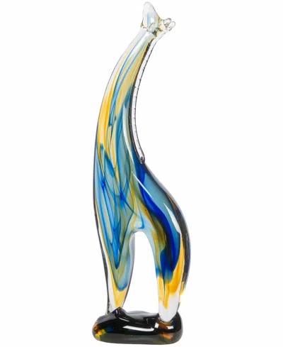 Dale Tiffany 16.5" Artesia Giraffe Art Glass Figurine In Blue