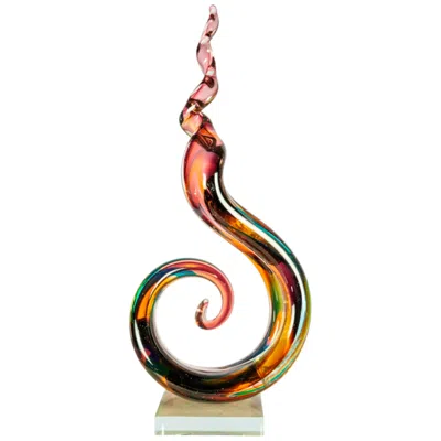 Dale Tiffany 17.25" Tall Twilight Twist Handcrafted Art Glass Sculpture In Multi